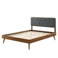 thumbnail image 3 of Platform Bed Frame, Full Size, Wood, Brown Walnut Grey Gray, Modern Contemporary Urban Design, Bedroom Master Guest Suite, 3 of 10