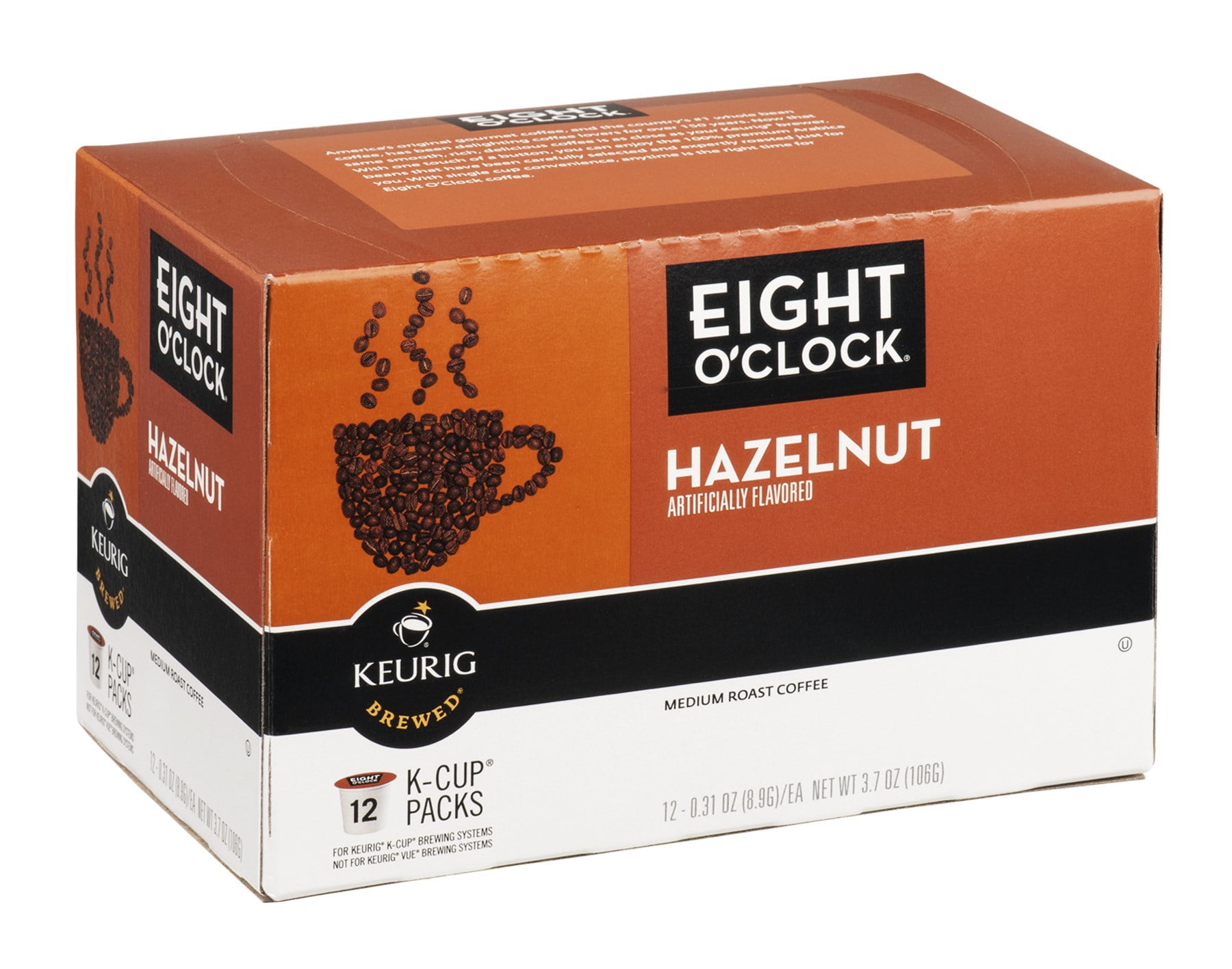 Eight O'Clock Coffee Keurig Brewed Coffee Hazelnut Medium Roast, 12 CT