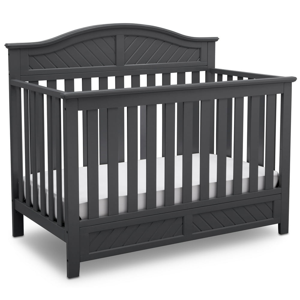 Delta Children 550150029 Bennington Elite Curved 4in1 Convertible Crib, Charcoal Grey