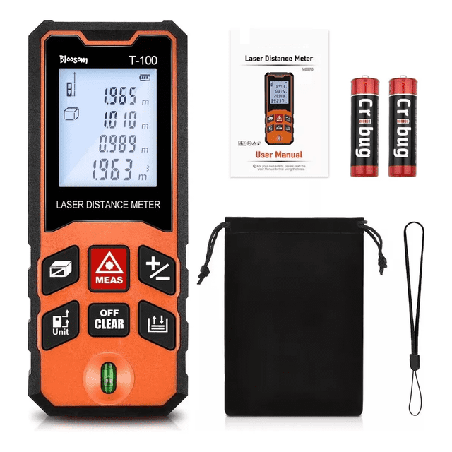 Medidor Laser Bloosom Distanciometro 100m Distancia Negro con Anaranjado