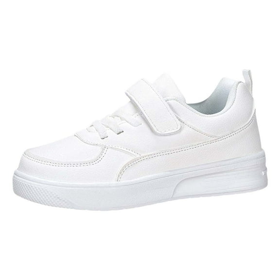 Gyujnb Kids White Casual Sneakers, Unisex Lightweight Non-Slip School Shoes for Boys & Girls, Size 1