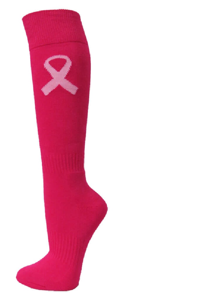 Knee High Sports Athletic Baseball Softball Socks, Hot Pink with Ribbon ...