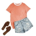 thumbnail image 5 of SWQZVT Womens Tops Short Sleeve for Summer T Shirts Ladies Trendy Clothes Colorblock Clothing Crew Neck Blouses Tee Cotton Pink M, 5 of 8