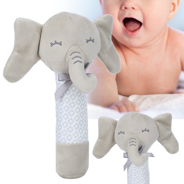 Sonajero de juguete Jadeshay con cascabeles para bebés, Sonajero de mano, felpa, algodón PP, conejo, perro mapache, elefante