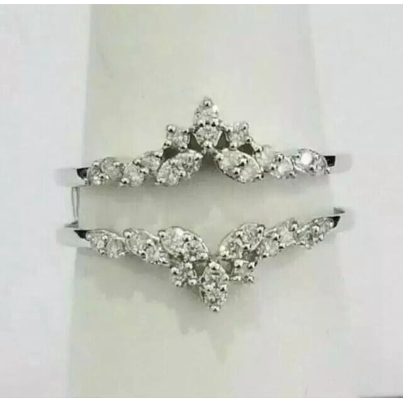 Lakshya Jewel LLC 2 Ct Round Cut CZ Wrap Enhancer Ring 14k White Gold Plated