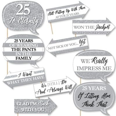 Big Dot of Happiness Funny We Still Do - 25th Wedding Anniversary - Anniversary Party Photo Booth Props Kit - 10 Piece Big Dot of Happiness Funny We Still Do - 25th Wedding Anniversary - Anniversary Party Photo Booth Props Kit - 10 Piece