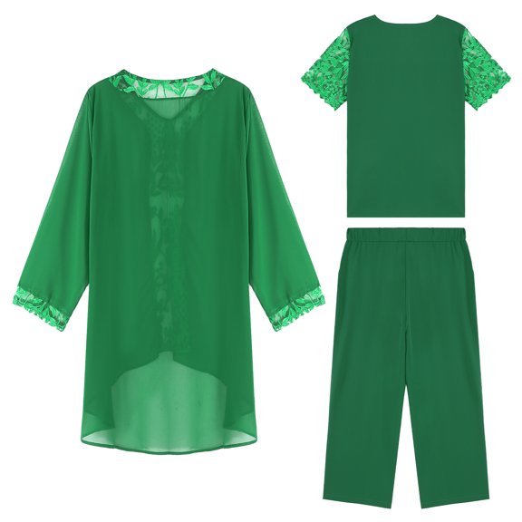 HULIJA 3 Pieces Mother of The Bride Dress Pant Suits Formal Evening Gowns with Jacket Party Gown Green L/0XL