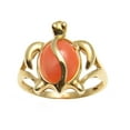 thumbnail image 1 of Genuine natural pink coral ring Hawaiian honu turtle solid 14k yellow gold size 8.5, 1 of 4