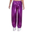 thumbnail image 2 of Xnihocha Kids Girls Boys Trousers Metallic Sparkle Hip Hop Jazz Modern Dance Pants Loose Fit Streetwear Purple 120, 2 of 7