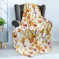 thumbnail image 4 of Fall Soft Flannel Fleece Throw Blanket, Swirling Autumn Leaves Shady Seasonal Elements Aesthetic Nature Image, Cozy Plush for Indoor and Outdoor Use, 70" x 90", Yellow Orange, by Ambesonne, 4 of 5