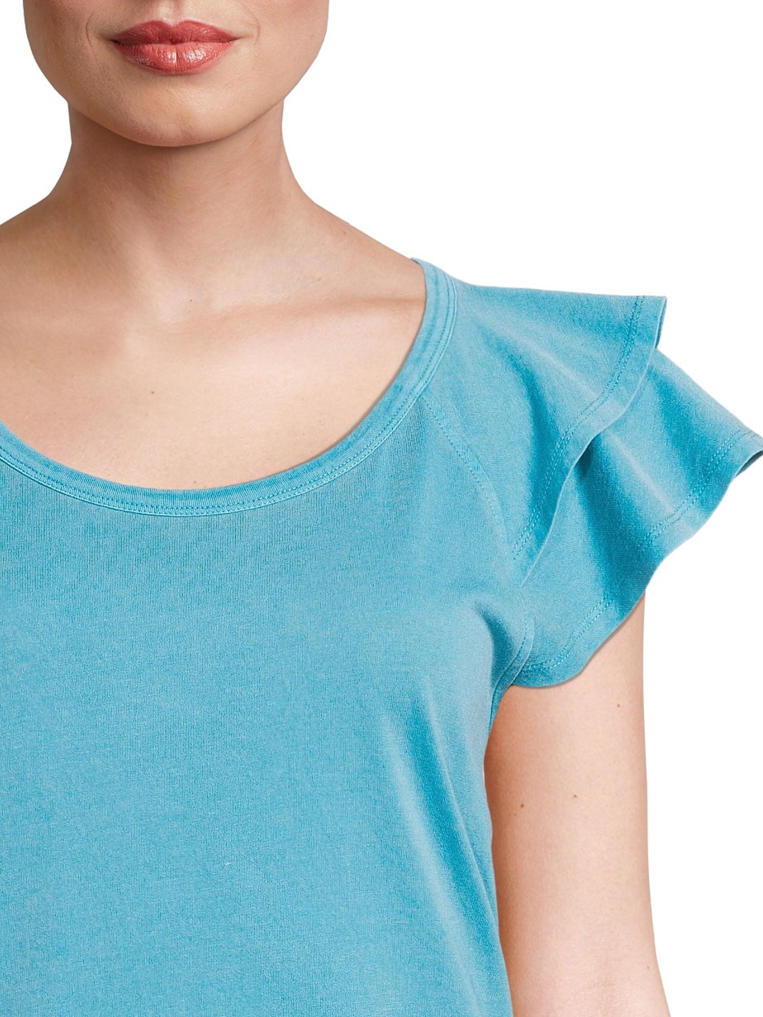 Time and Tru Women's Flutter Sleeve T-Shirt
