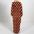thumbnail image 4 of Xdegoge Womens Fleece Pajamas Sleepwear Fuzzy Winter Onesies Polka Dot Vintage Loose Hooded Cozy One Piece Long Sleeve Zip Up Jumpsuits Pjs Outfits, 4 of 6