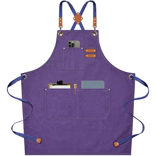 Delantal de lona AFUN Chef, color morado, tallas M a XXL