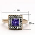 thumbnail image 2 of Two-Tone IP Rose Gold Stainless Steel Ring with AAA Grade CZ in Tanzanite for Women Tanzanite Stone Color Style TK1162 Size 7, 2 of 4