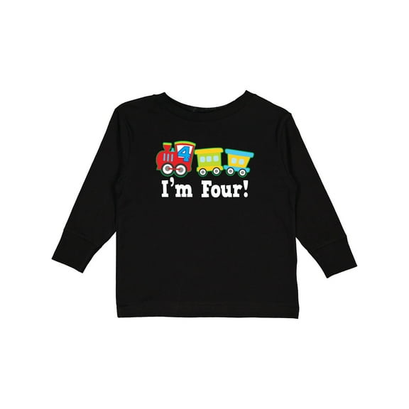 Inktastic 4th Birthday Train Boys Long Sleeve Toddler T-Shirt