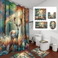 thumbnail image 3 of Vintage Hunting Theme Pheasants 4 Piece Shower Curtain Sets,Rustic Cabin Farmhouse Fall Forest Wildlife Ducks Deer Non-Slip Rugs,Toilet Lid Cover and Bath Mat,Durable and Waterproof,for Bathroom, 3 of 8