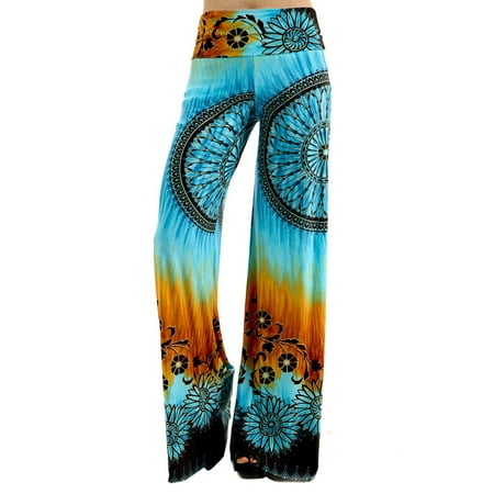 Uptown Apparel Womens Fold Over Waist Wide Leg Palazzo Pants, Good for tall, curvy women - Available in S-XXXL - MADE IN USA