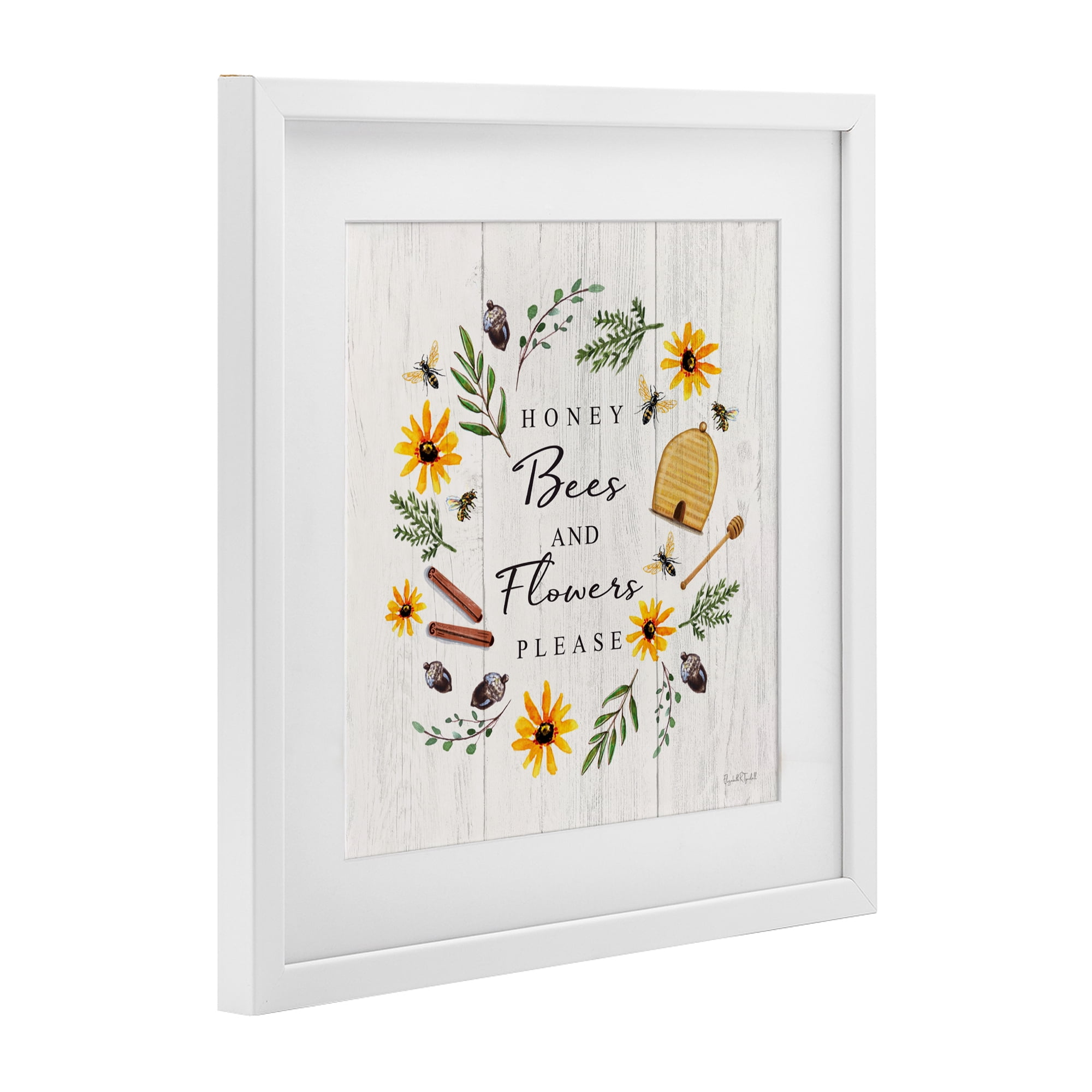Stupell Industries Country Cottage Wreath & Quote White Framed Print Under Glass, design by Elizabeth Tyndall
