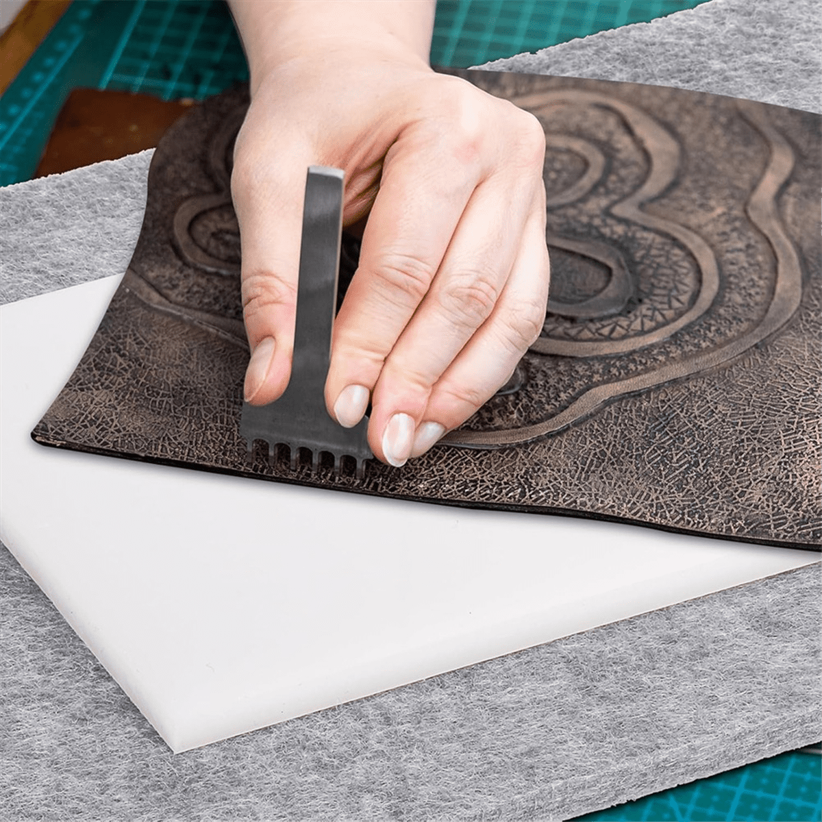3Pack Leather Punch Pad, Plastic Mute Hole Punching Chisel Mat and Sound Absorbing Pad-Cutting Board for Leather Working