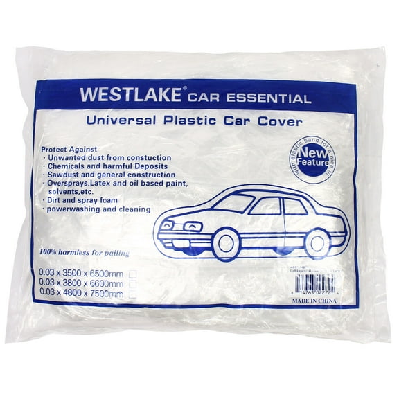 Clear Plastic Disposable Car Cover Temporary Universal Garage Rain Dust 1 Pack