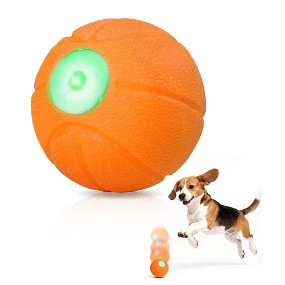 Petbobi Automatic Interactive Dog Ball, Durable E-TPU Rechargeable Rolling Bouncing Toy for Small Medium Dogs, Orange