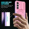 thumbnail image 2 of Allytechgroup Magnetic Case for Samsung Galaxy S25+ with Lens Slide Cover, [Non-Slip] [Military Grade Protection] Slim Shockproof Ring Stand Case Support Wireless Charging, Pink, 2 of 10