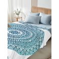 thumbnail image 5 of Twin Flat Sheet 66"x96", Turquoise Boho Soft Lightweight Bedding Flat Sheets Only, Retro Ethnic Teal Geometric Aesthetic Brushed Microfiber Top Bed Sheet, Breathable StainResistant Bedsheets, 5 of 9