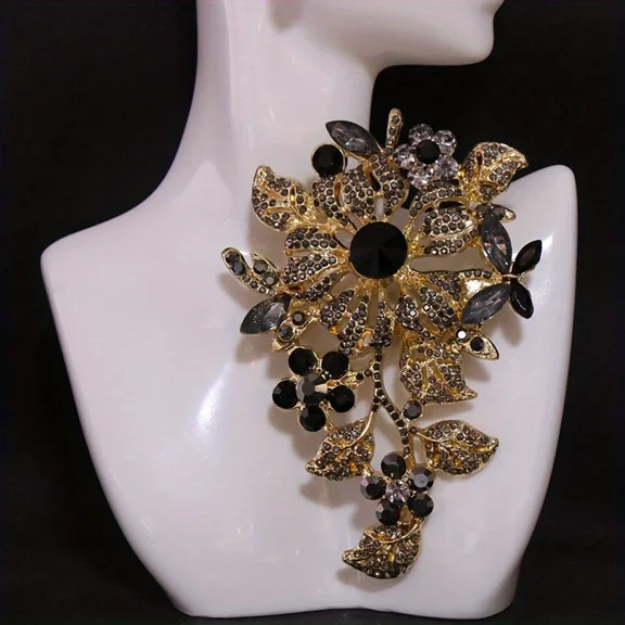1pc Elegant Luxury Style Oversized Rhinestone Brooch for Women - Irregular Shaped Sparkling Rhinestone Pin Accessory