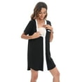 thumbnail image 4 of Nursing Gown 3 in 1 Delivery/Labor/Nursing for Women Short/Long Sleeve Pajamas Sleepwear V Neck Maternity Nightdress Breastfeeding Sleep Dress Loungewear,Black S, 4 of 9