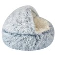 thumbnail image 2 of Cama de invierno larga de felpa para mascotas, cojín redondo para mascotas, casa para gatos, saco de dormir cálido 2 en 1 para mascotas, nido para mascotas pequeñas A, 2 of 5