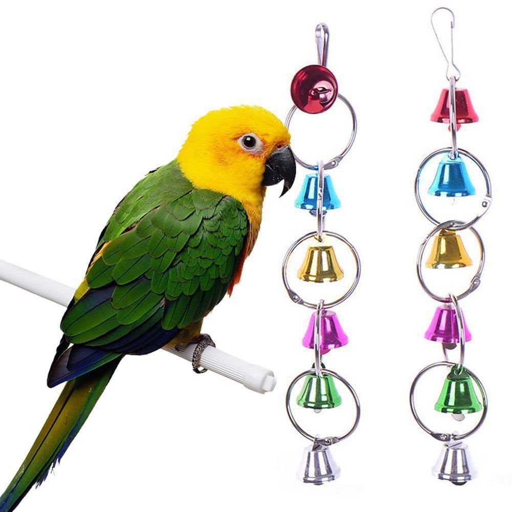 BIRD TOYS RAINBOW ACRYLIC MOBILE BELL JINGLE BELL SMALL TO MEDIUM PETS 3 COLORS 