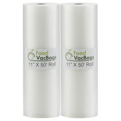 FoodVacBags 2-pack 11X50 Rolls Vacuum Sealer Bags 4 mil Embossed Commercial Grade for Sous Vide and Foodsaver