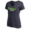 thumbnail image 2 of Women's Navy Seattle Seahawks Freehand V-Neck T-Shirt, 2 of 3
