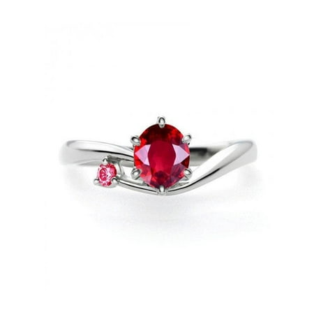 1 Carat Round Ruby and Diamond Solitaire Engagement Ring with Ruby in 14k White Gold affordable Ruby & diamond engagement