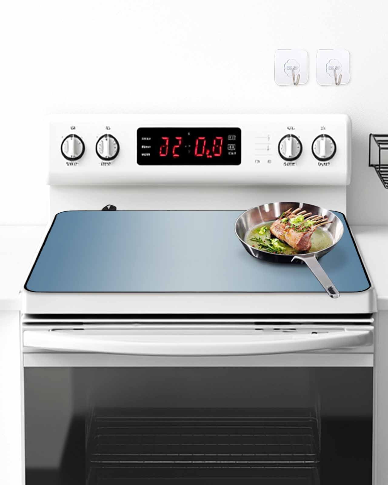 Stove Top Covers for Electric Stove, Blue Ombre Glass Stovetop Cover Protector, Modern Gradient Abstract Art Induction Cooktop Protector Oven Mat for Kitchen Countertop 24"x21"