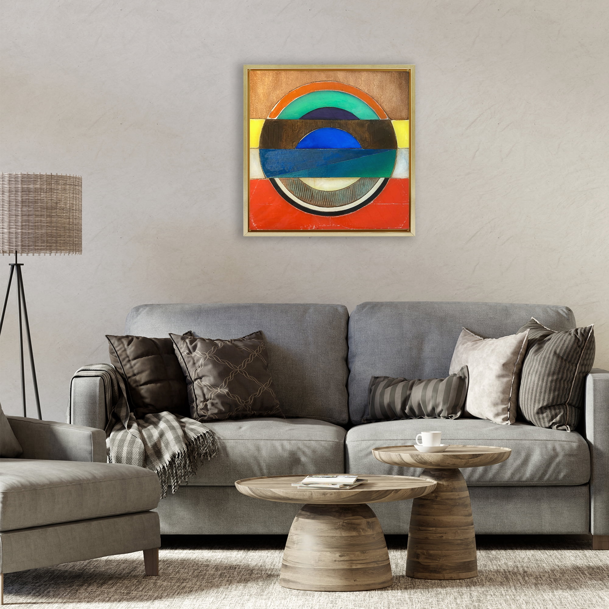 Stupell Industries Bisected Circle Structure Gold Framed Floater Canvas Wall Art, design by Matthew Finger