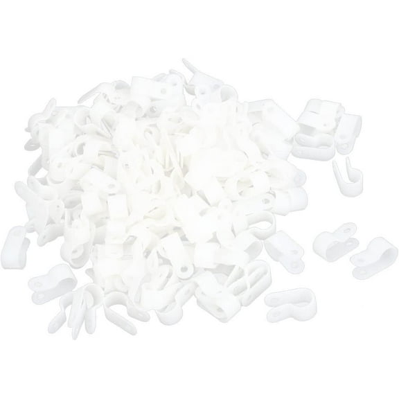 Nylon R Cord Management Type Wire Clip Cable Clamp 10mm Dia Cable Raceways 0ff-White 200pcs