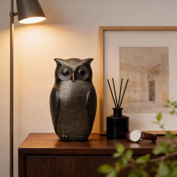 Resin Owl Statue Indoor Outdoor Garden Patio Decor Bird Deterrent