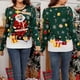 thumbnail image 5 of Suéter navideño feo con luz y estampado de Papá Noel de dibujos animados, jersey de punto acrílico para mujer, suéter LED para festival, 5 of 5