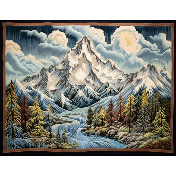 Snow Mountain Latch Hook Rectangle Rug Kits for Adults Needle Crochet Yarn Kits Embroidery Carpet Hook and Latch Kit Floor Mat Tapestry Christmas Home Decoration 52x38cm(1)