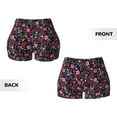 thumbnail image 3 of Sigee Dancing Skeletons Floral Garden Print Women's High Waist Workout Shorts - Squat Proof, Tummy Control, Yoga and Gym Activewear-Large, 3 of 9