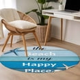thumbnail image 5 of Blue Ombre Coastal Large Area Rugs for Bedroom Living Room, Soft Non Slip Carpet Bedside Rug, Nautical Starfish Shell Summer Beach Round Floor Cover Kitchen Accent Rug 3' for Dining Room/Office, 5 of 9