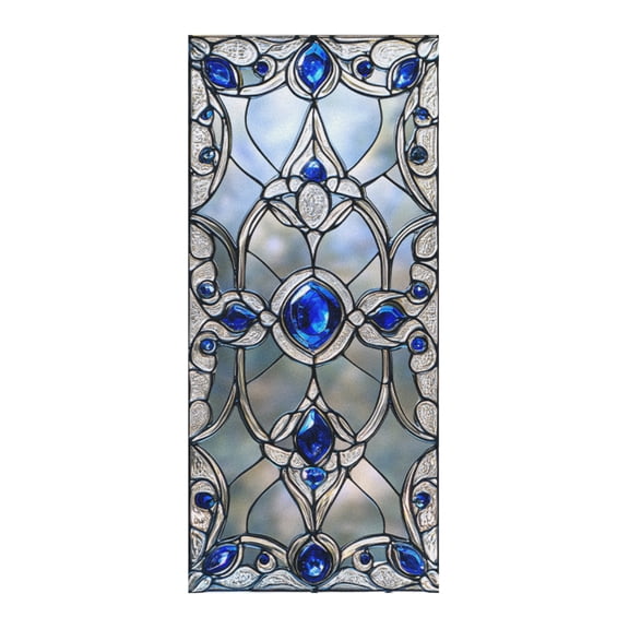 Stained Glass Frosted Window Sticker, Geometric Pattern Decorative Window Film, No Glue, Reusable Doors and Window Film for Home Bedroom Bathroom Kitchen Decor, A