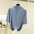 thumbnail image 2 of HAiming Womens Tops Mock Turtleneck Half Sleeve Soft Stretchy Basic Clothes Elbow Length Base Layer Blouse, 2 of 3