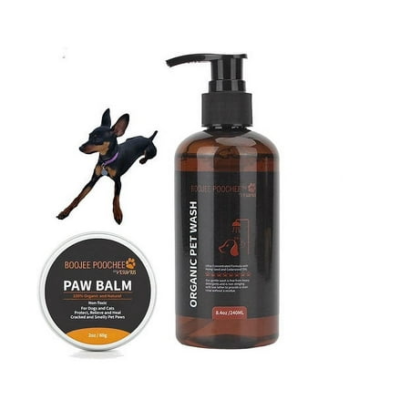 Boojee Poochee 100% Natural Deodorizing Pet Care Kit (Pet Wash and Paw Balm)