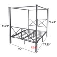 thumbnail image 5 of Aukfa Full Size Canopy Bed Frame, Four-Poster Metal Platform Bed with X Shaped Headboard - Black, 5 of 8