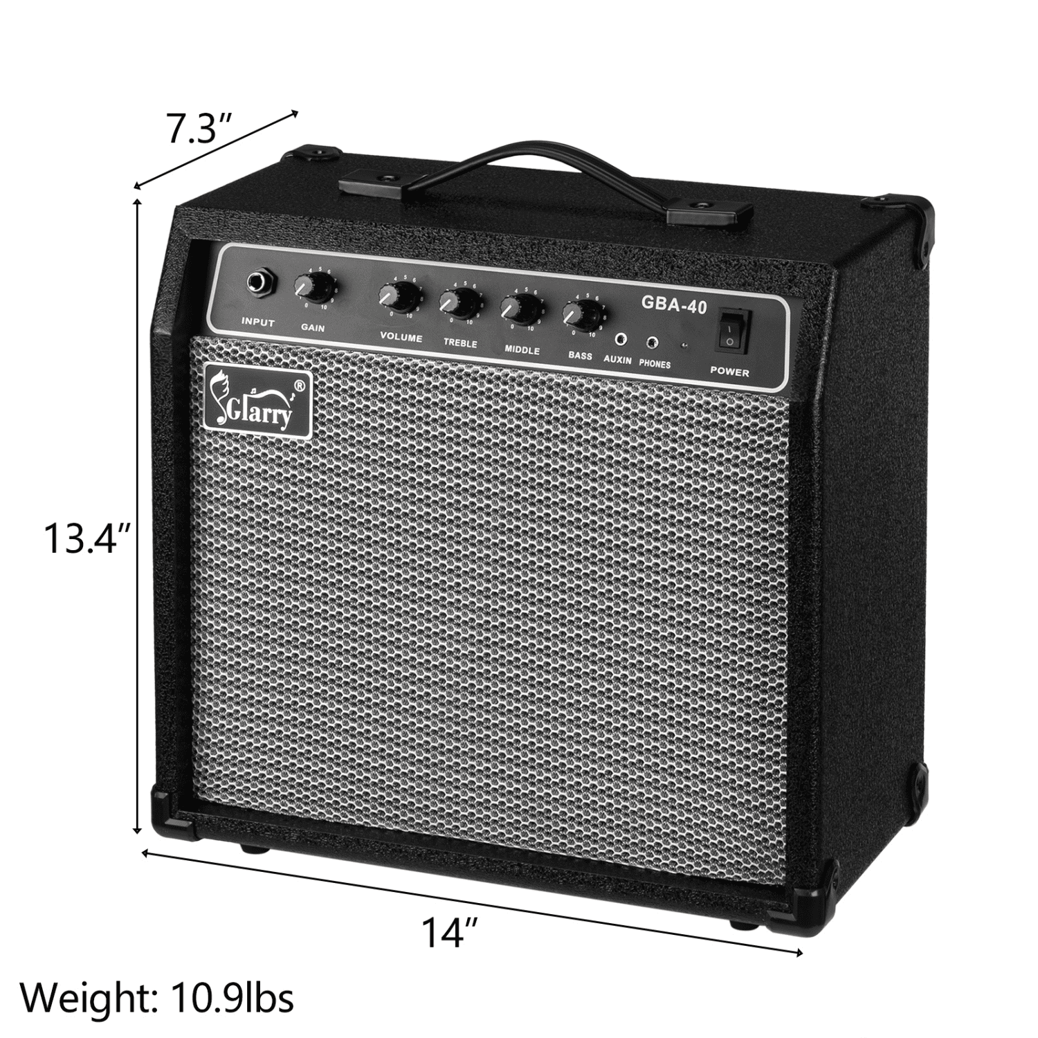 Hassch 40W Electric Bass Guitar Amplifier, Portable Bass Amp, Black