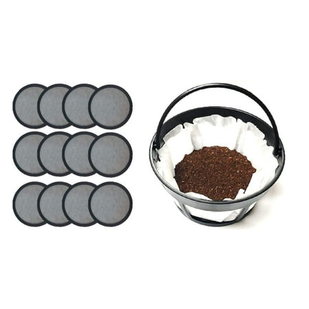 

Premium Replacement Charcoal Water Filters for Cuisinart Machines [12 Pack] and Reusable Basket Paper Filter Holder fits Cuisinart