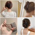 thumbnail image 4 of 3 Pieces Elastic Magic Hair Comb Clips Stretchy Double Comb Hair Forks for Women Girls Vintage Hairstyle Multipurpose Hair Accessories (Bead Style-Blue Brown Black), 4 of 4