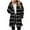 Black, variant on Kilaqueen Fleece Jacket Women Long Sleeve Striped Full Zip Side Pockets Long Coat with Hood Casual Trendy Winter Warm Outwear